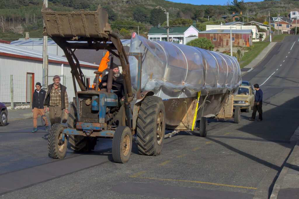 Towing hull to new location