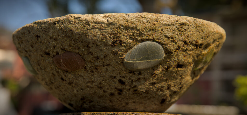 small pot withe feature stones