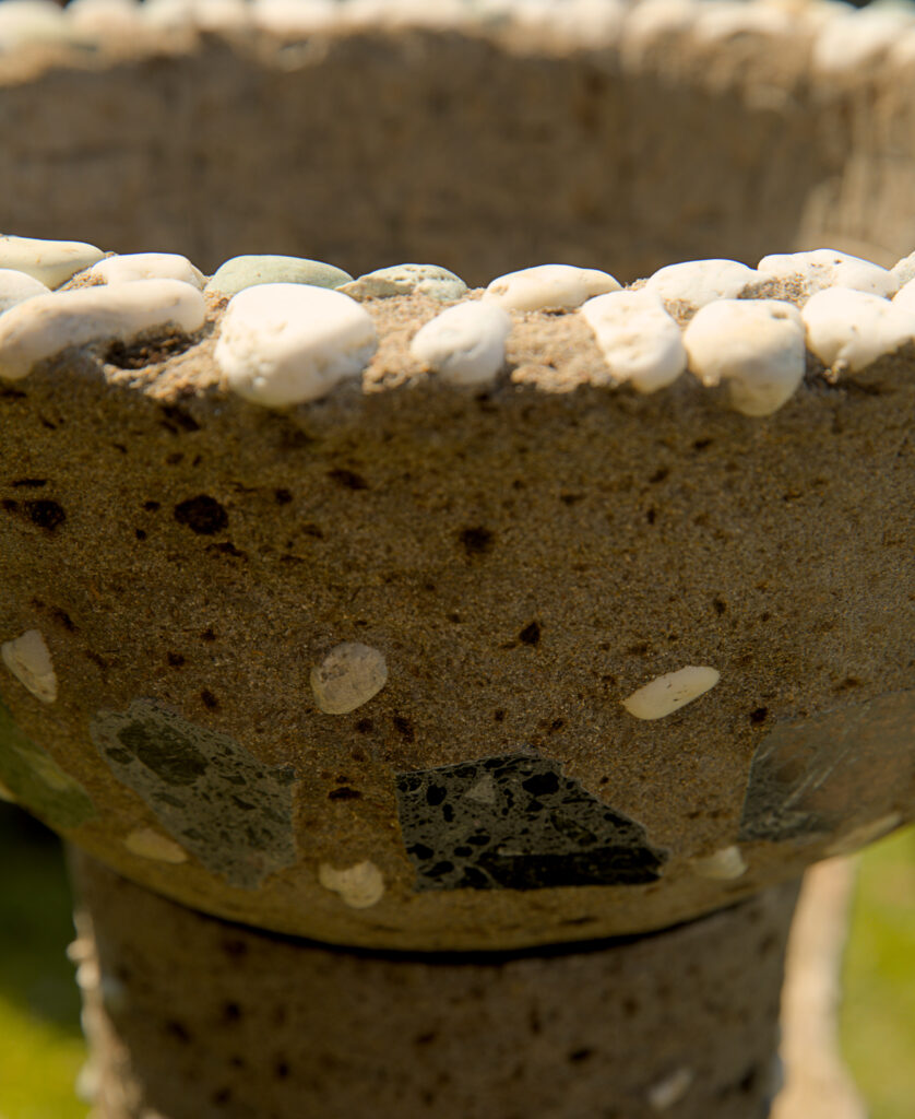 close up cement water well pot